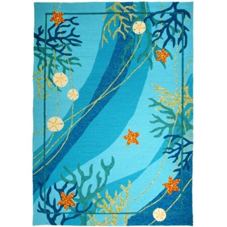 HOME FIRES Homefires underwater coral and starfish 5&apos; by 7&apos; indoor outdoor hand hooked area rug. If y PP-RP001E